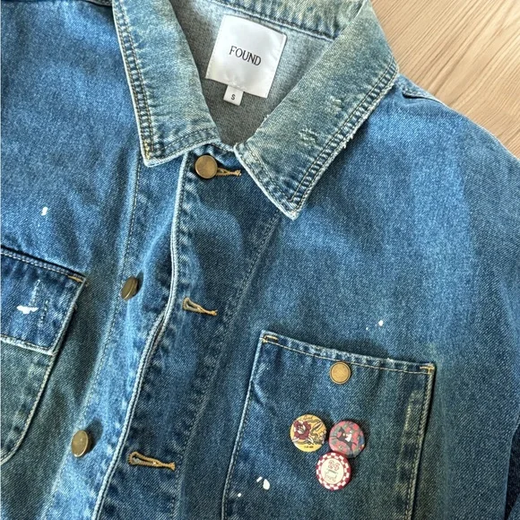 Found Blue Jean Jacket with Pins - Picture 2 of 3